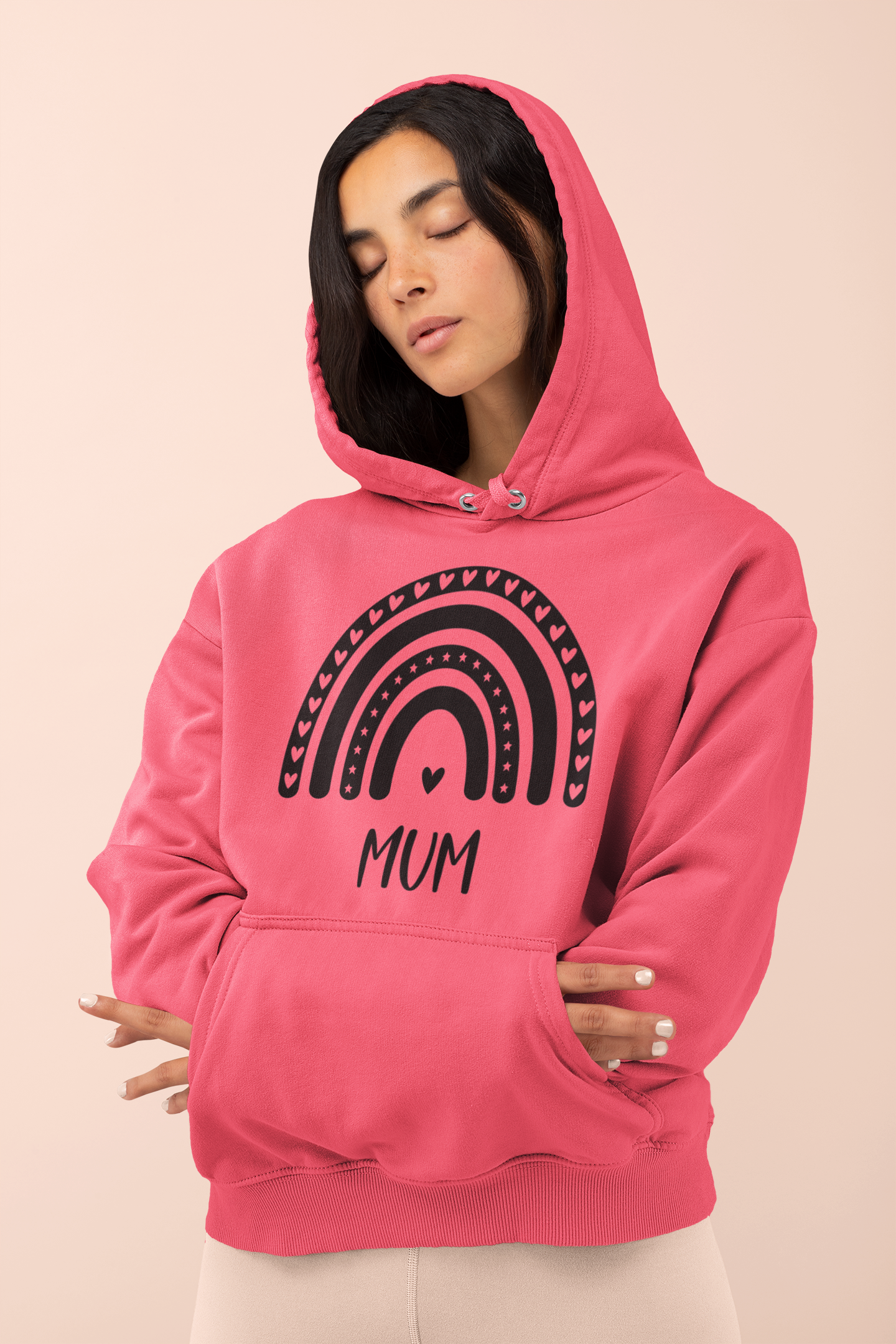Mum Rainbow Black White Hoodie